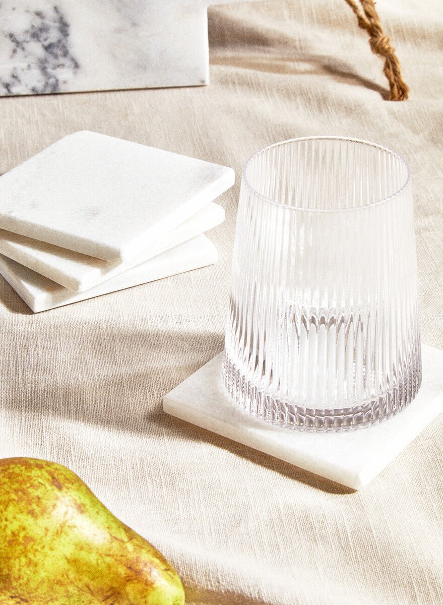 Kindia Set Of Four White Marble Square Coasters - Joe’s Haven
