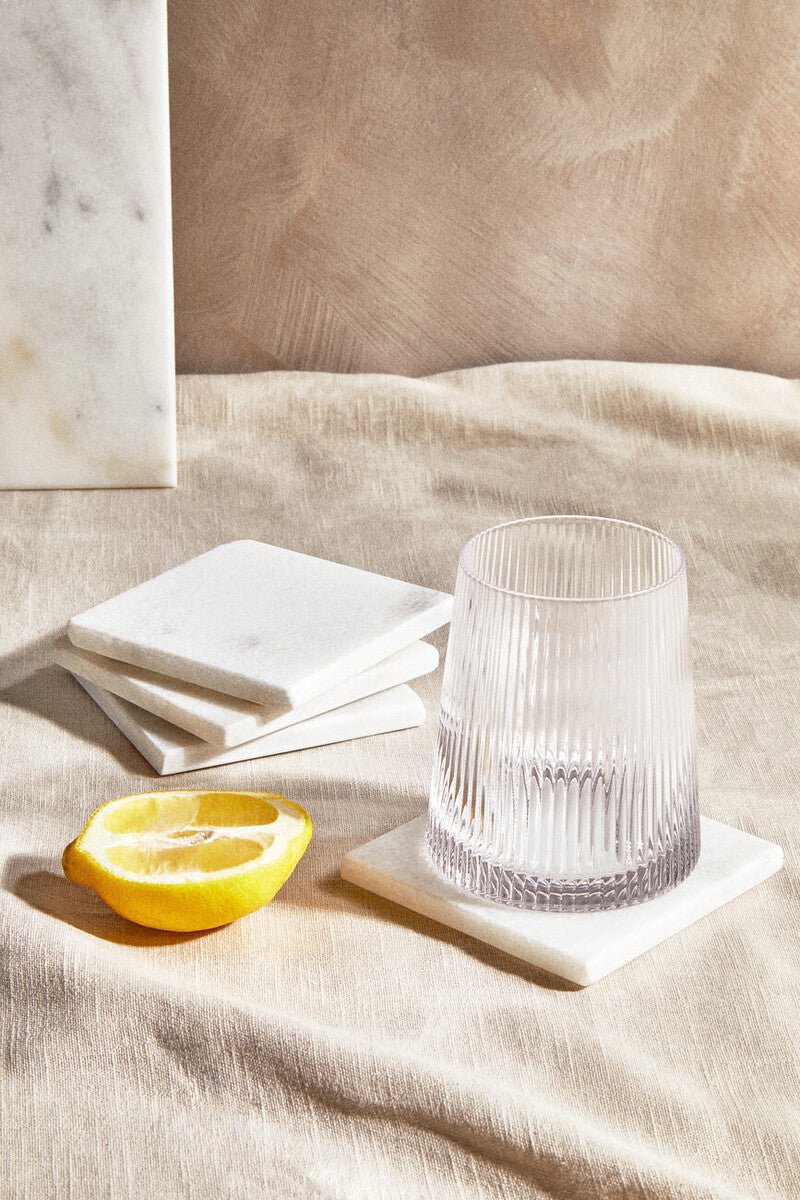Kindia Set Of Four White Marble Square Coasters - Joe’s Haven