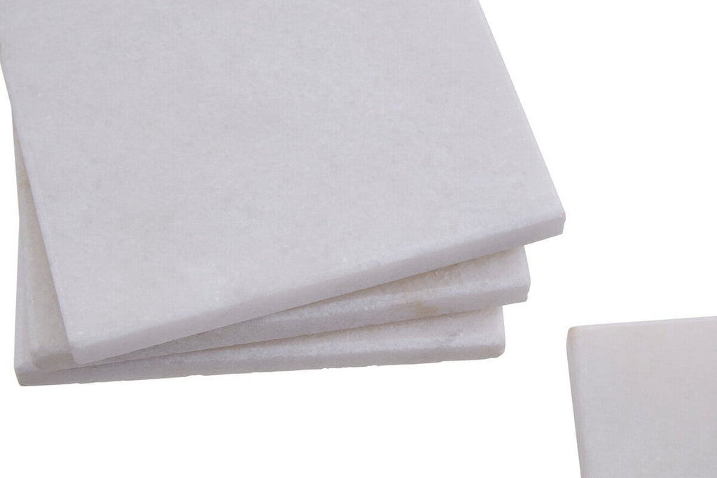 Kindia Set Of Four White Marble Square Coasters - Joe’s Haven