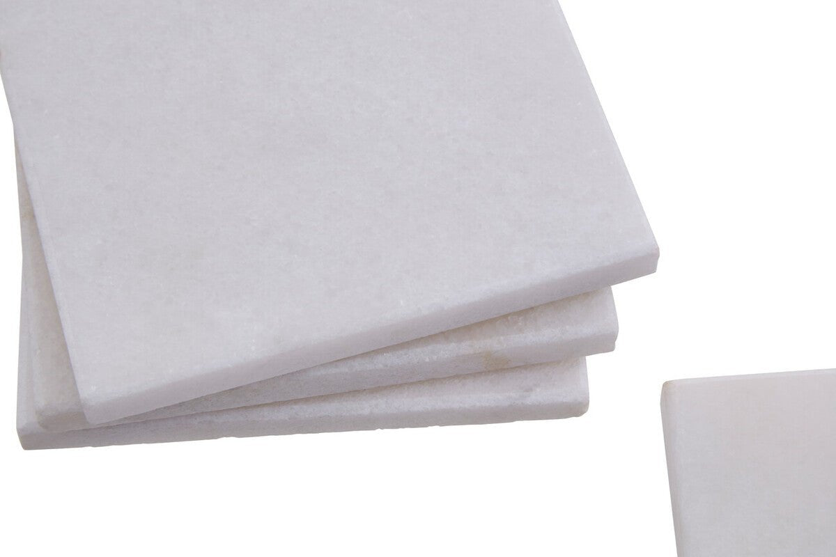 Kindia Set Of Four White Marble Square Coasters - Joe’s Haven