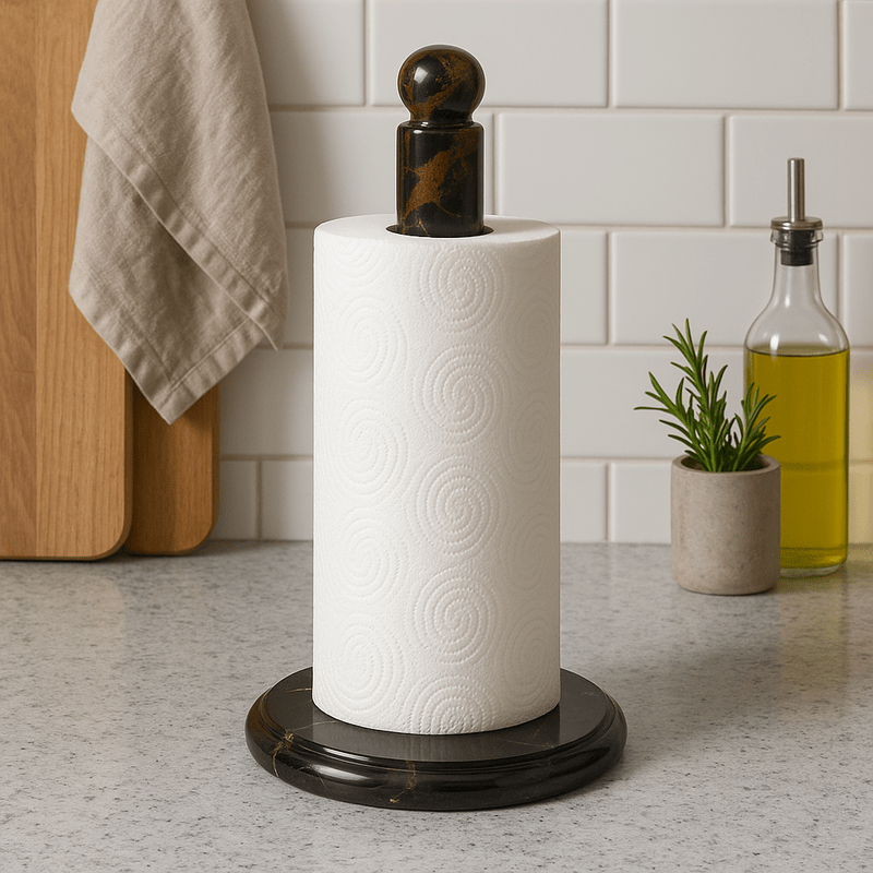 Marmore Black And Gold Marble Kitchen Roll Holder - Joe’s Haven