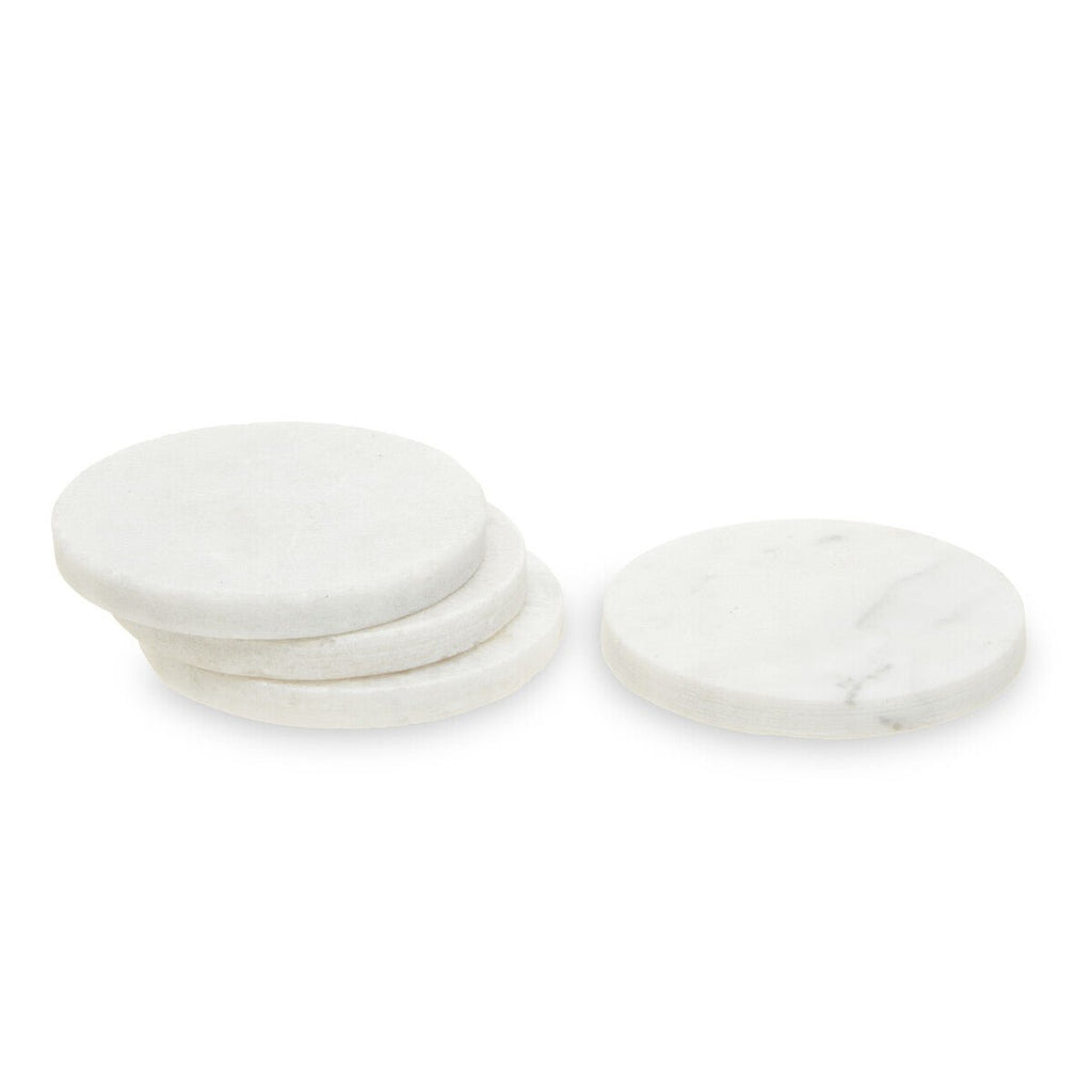 Kindia Set Of 4 White Marble Round Coasters - Joe’s Haven