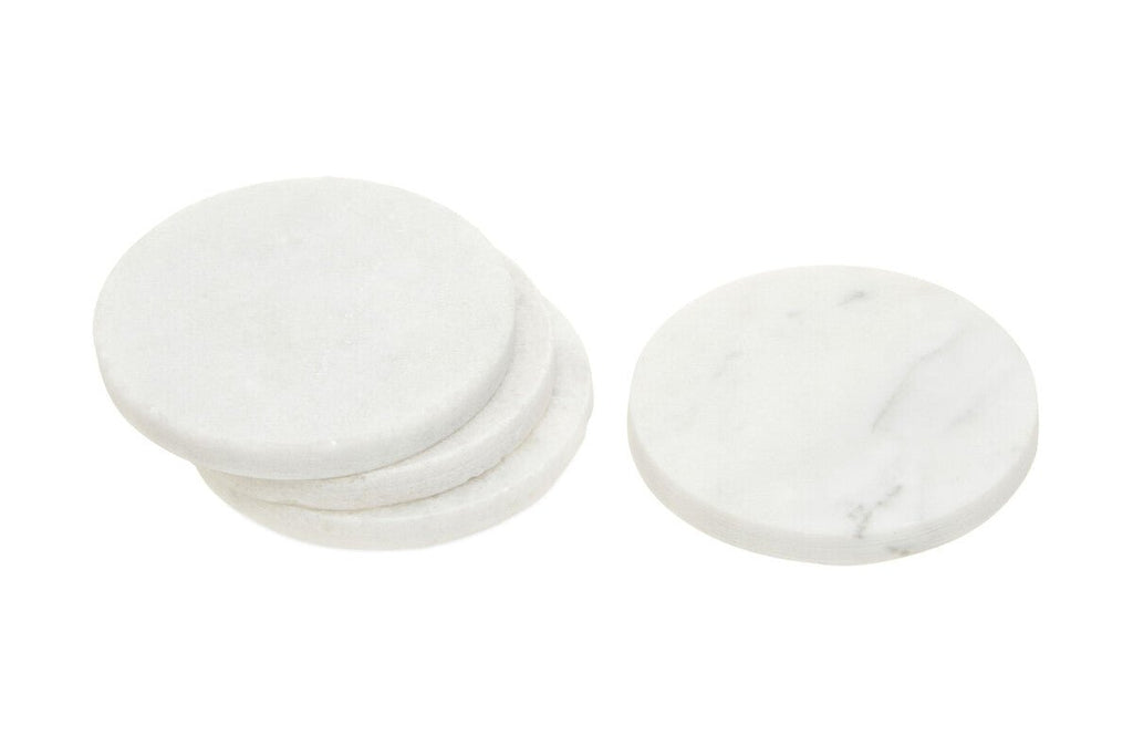 Kindia Set Of 4 White Marble Round Coasters - Joe’s Haven