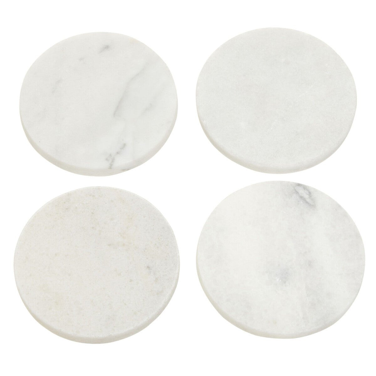 Kindia Set Of 4 White Marble Round Coasters - Joe’s Haven