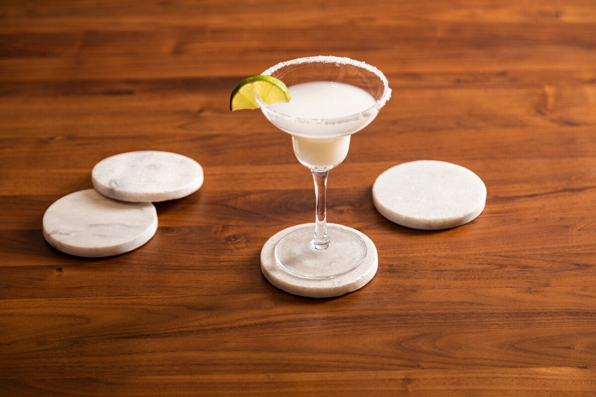 Kindia Set Of 4 White Marble Round Coasters - Joe’s Haven