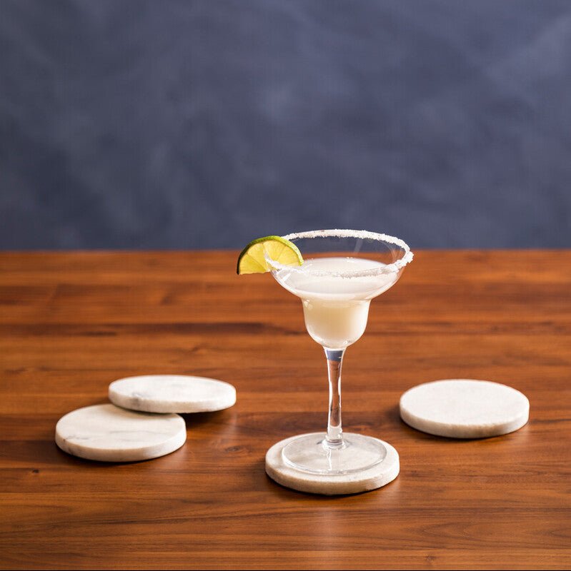 Kindia Set Of 4 White Marble Round Coasters - Joe’s Haven