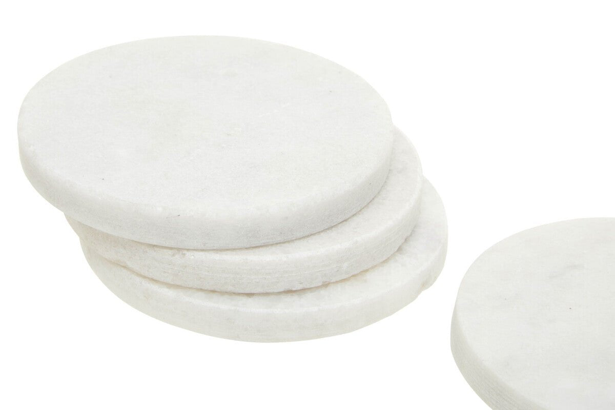 Kindia Set Of 4 White Marble Round Coasters - Joe’s Haven