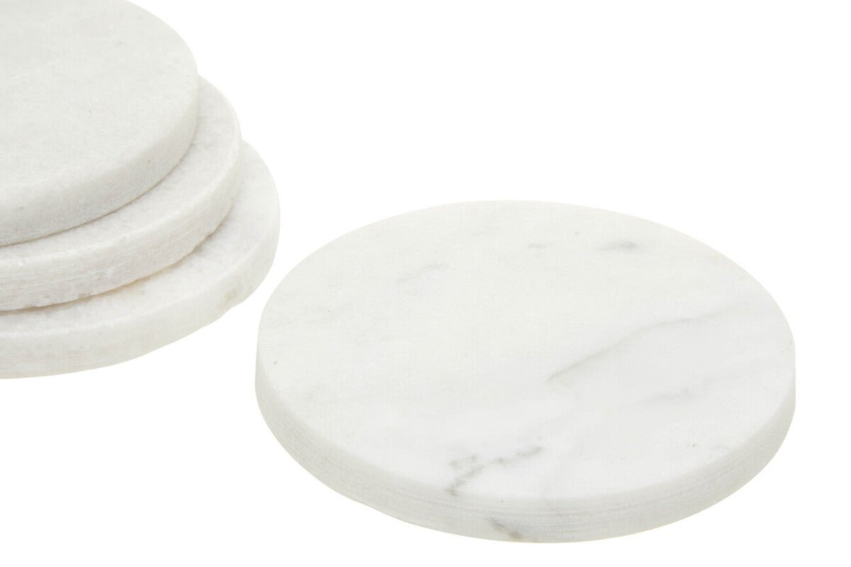 Kindia Set Of 4 White Marble Round Coasters - Joe’s Haven