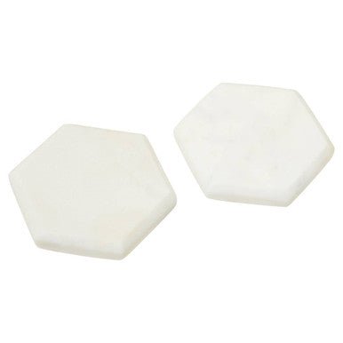 Kindia Set Of 4 White Marble Hexagonal Coasters - Joe’s Haven