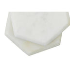 Kindia Set Of 4 White Marble Hexagonal Coasters - Joe’s Haven