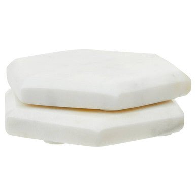 Kindia Set Of 4 White Marble Hexagonal Coasters - Joe’s Haven