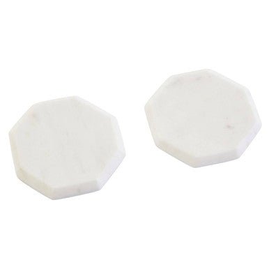 Kindia Set Of 4 White Marble Octagonal Coasters - Joe’s Haven