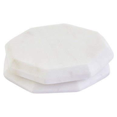 Kindia Set Of 4 White Marble Octagonal Coasters - Joe’s Haven