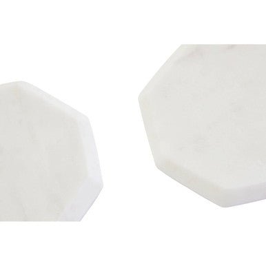Kindia Set Of 4 White Marble Octagonal Coasters - Joe’s Haven