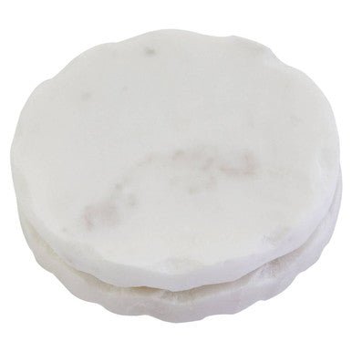 Kindia Set Of 4 White Marble Rustic Edge Coasters - Joe’s Haven