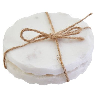 Kindia Set Of 4 White Marble Rustic Edge Coasters - Joe’s Haven
