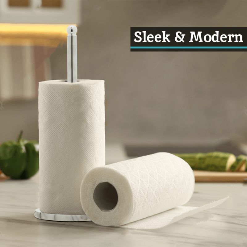 Delphine Chrome Kitchen Roll Holder with Marble Base - Joe’s Haven