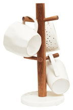Monzaro Acacia Wood And White Marble Mug Tree - Joe’s Haven