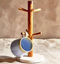 Monzaro Acacia Wood And White Marble Mug Tree - Joe’s Haven
