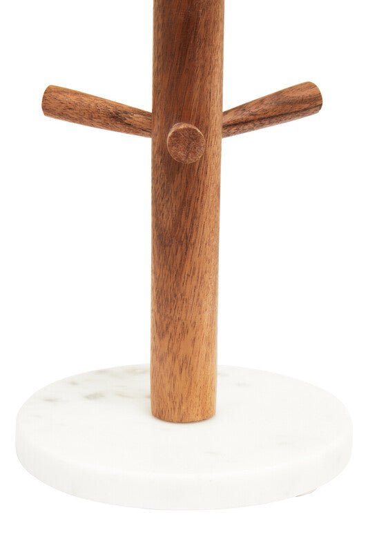 Monzaro Acacia Wood And White Marble Mug Tree - Joe’s Haven