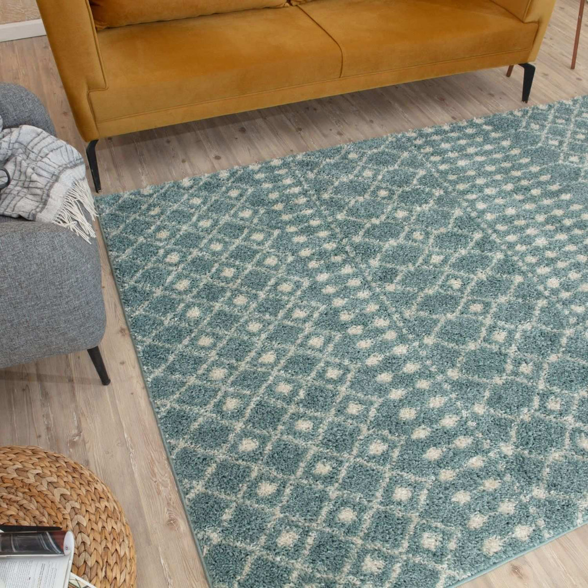 Moroccan Duck Egg Blue Shaggy Rug | 1050 - Joe’s Haven