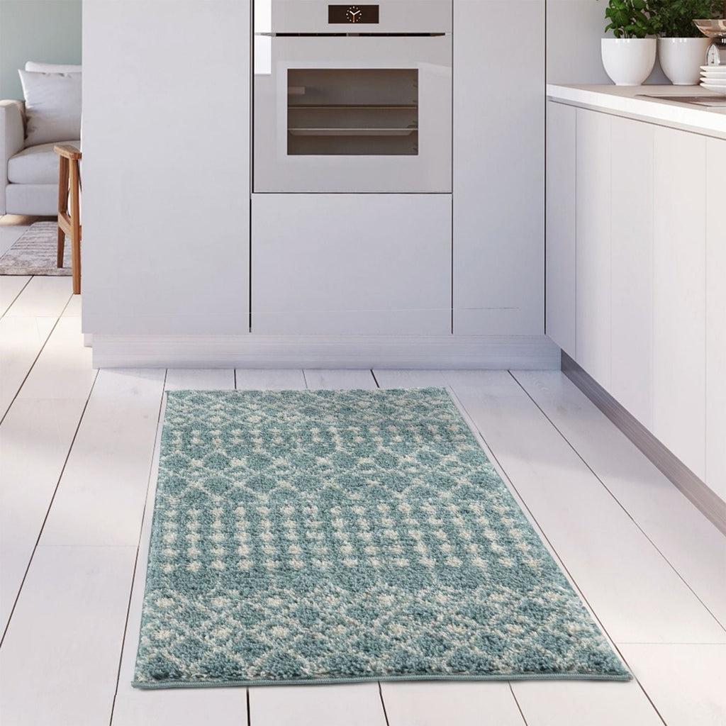 Moroccan Duck Egg Blue Shaggy Rug | 1050
