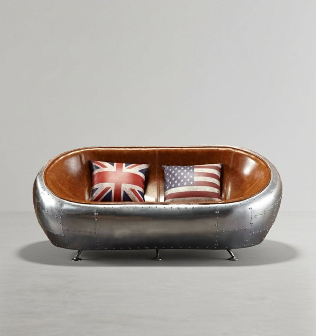 Aviator Airplane Tub Two Seater Sofa, Aluminum Loveseat - Joe’s Haven