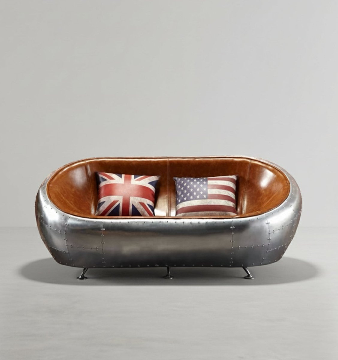 Aviator Airplane Tub Two Seater Sofa, Aluminum Loveseat - Joe’s Haven