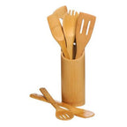 Aleki 6Pc Bamboo Kitchen Tool Set With Holder - Joe’s Haven