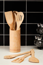 Aleki 6Pc Bamboo Kitchen Tool Set With Holder - Joe’s Haven