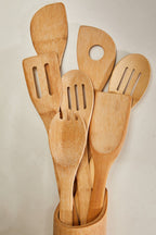 Aleki 6Pc Bamboo Kitchen Tool Set With Holder - Joe’s Haven