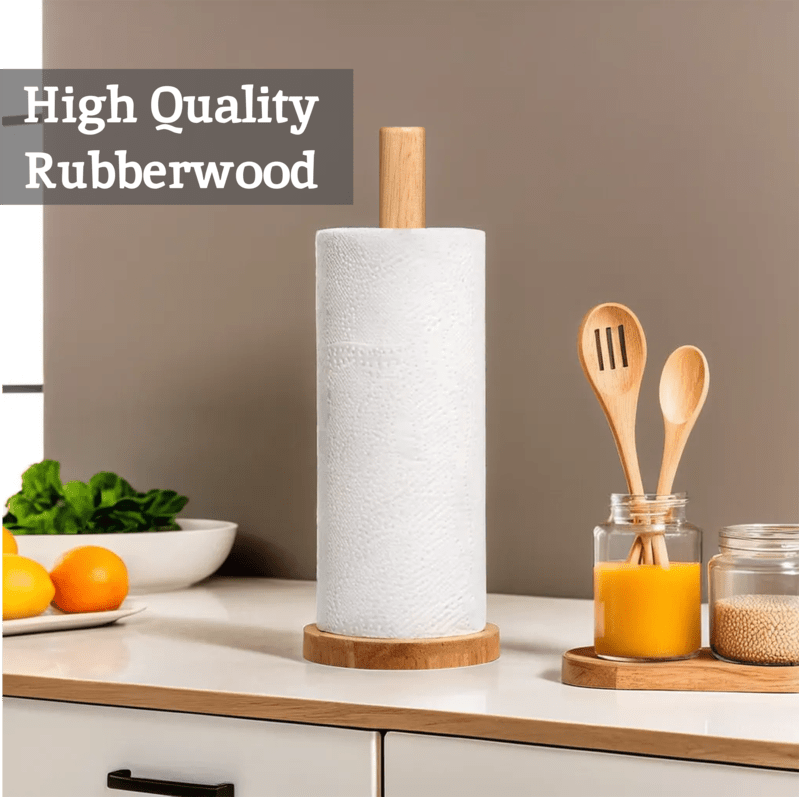 Soka Rubber wood Kitchen Roll Holder - Joe’s Haven