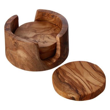 Kora Set Of 4 Olive Wood Round Coasters - Joe’s Haven