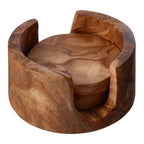 Kora Set Of 4 Olive Wood Round Coasters - Joe’s Haven