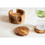 Kora Set Of 4 Olive Wood Round Coasters - Joe’s Haven