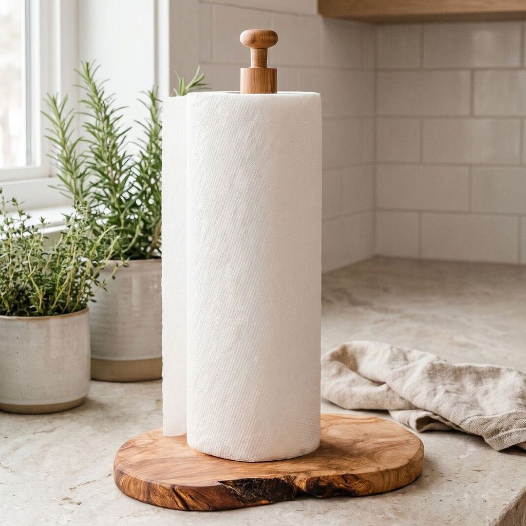Olive Wood Kitchen Roll Holder | Kora - Joe’s Haven