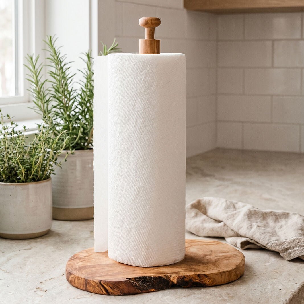Olive Wood Kitchen Roll Holder | Kora - Joe’s Haven