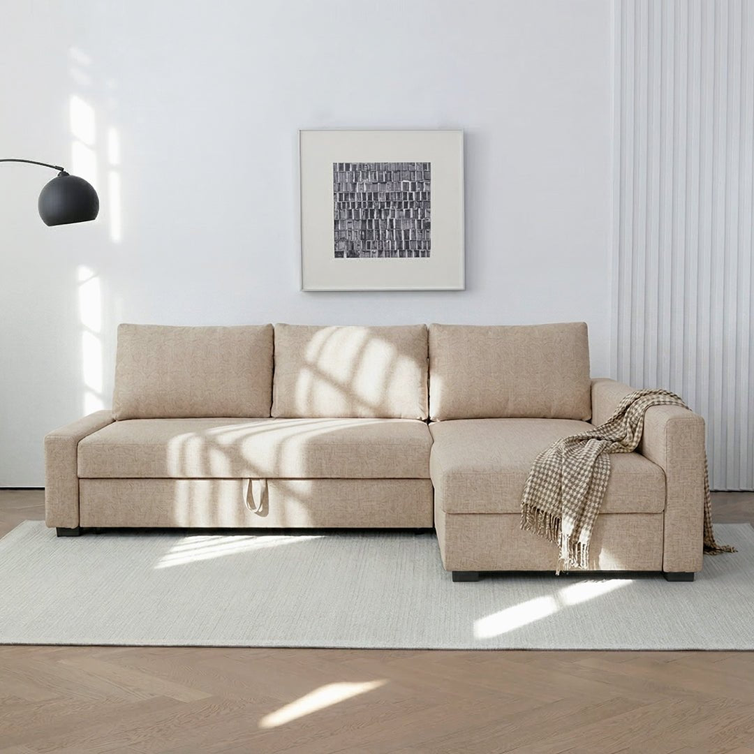 Edwards Three Seater Corner Sofa Bed With Storage, Linen - Joe’s Haven