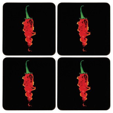 Set Of Four Flaming Chilli Coasters - Joe’s Haven