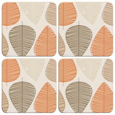 Orange Leaf Set Of Four Coasters - Joe’s Haven