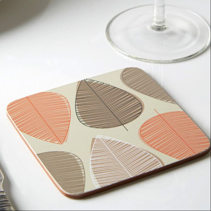 Orange Leaf Set Of Four Coasters - Joe’s Haven