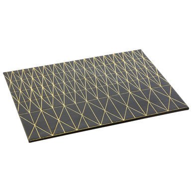 Geome Set Of 4 Leather Effect Black And Gold Prism Placemats - Joe’s Haven