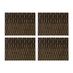 Geome Set Of 4 Leather Effect Black And Gold Prism Placemats - Joe’s Haven