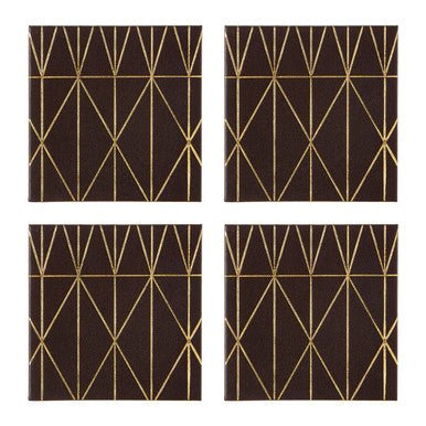 Geome Set Of 4 Prism Black And Gold Coasters - Joe’s Haven