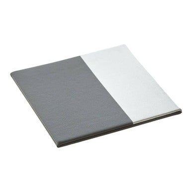 Geome Set Of 4 Leather Effect Grey And Silver Coasters - Joe’s Haven