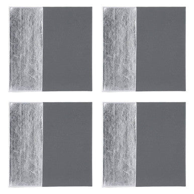 Geome Set Of 4 Leather Effect Grey And Silver Coasters - Joe’s Haven