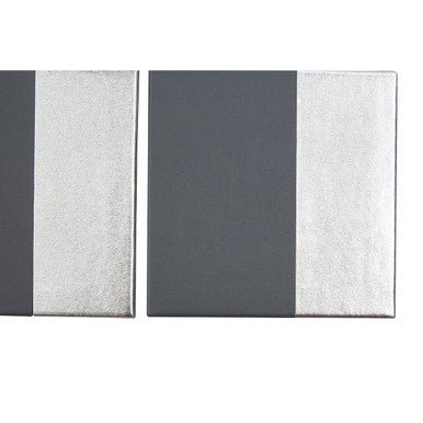Geome Set Of 4 Leather Effect Grey And Silver Coasters - Joe’s Haven