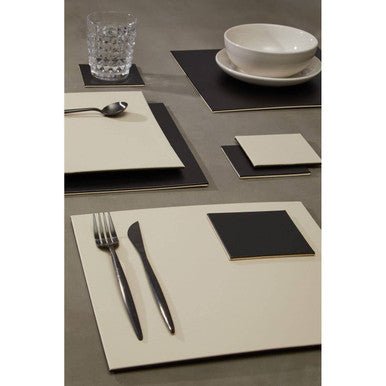 Geome Reversible Black And Cream Placemat And Coaster Set Of 4 - Joe’s Haven