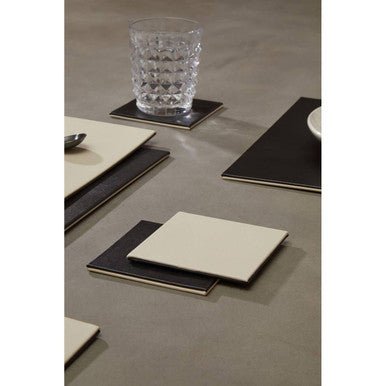 Geome Reversible Black And Cream Placemat And Coaster Set Of 4 - Joe’s Haven
