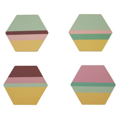 Mimo Set Of 4 Miami Striped Gold Foil Coasters - Joe’s Haven